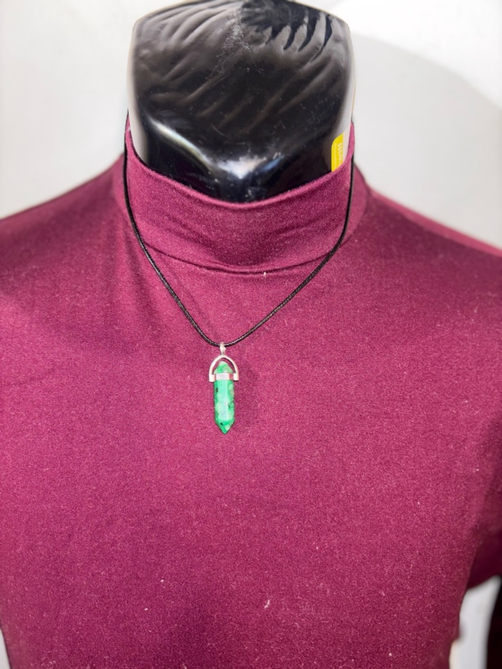 Green Crystal Point Pendant Necklace - Unbranded